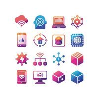 Technology Icon Set Illustration for Documents, Websites and Mobile Applications vector