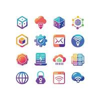 Technology Icon Set Illustration for Documents, Websites and Mobile Applications vector