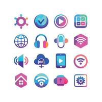 Technology Icon Set Illustration for Documents, Websites and Mobile Applications vector