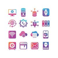 Technology Icon Set Illustration for Documents, Websites and Mobile Applications vector
