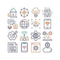 Technology Icon Set Illustration for Documents, Websites and Mobile Applications vector