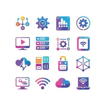 tecnología icono conjunto ilustración para documentos, sitios web y móvil aplicaciones vector