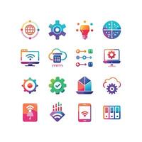 Technology Icon Set Illustration for Documents, Websites and Mobile Applications vector