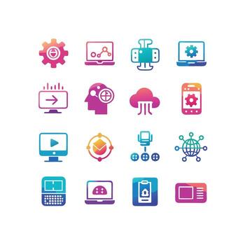 tecnología icono conjunto ilustración para documentos, sitios web y móvil aplicaciones vector