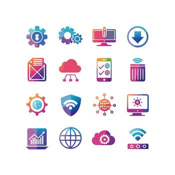 Technology Icon Set Illustration for Documents, Websites and Mobile Applications vector