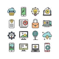 Technology Icon Set Illustration for Documents, Websites and Mobile Applications vector
