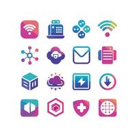 Technology Icon Set Illustration for Documents, Websites and Mobile Applications vector