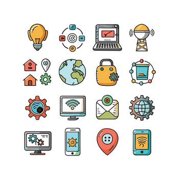 Technology Icon Set Illustration for Documents, Websites and Mobile Applications vector