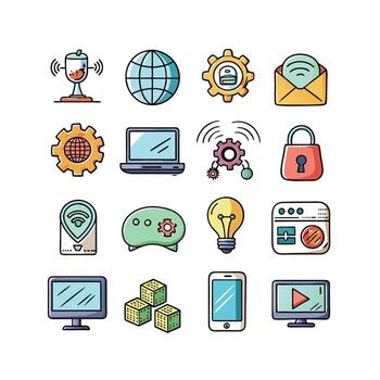 Technology Icon Set Illustration for Documents, Websites and Mobile Applications vector