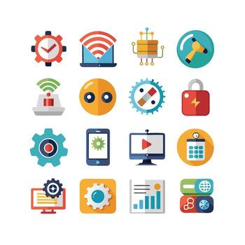 Technology Icon Set Illustration for Documents, Websites and Mobile Applications vector