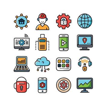 Technology Icon Set Illustration for Documents, Websites and Mobile Applications vector