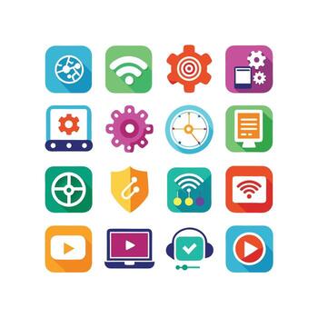 tecnología icono conjunto ilustración para documentos, sitios web y móvil aplicaciones vector