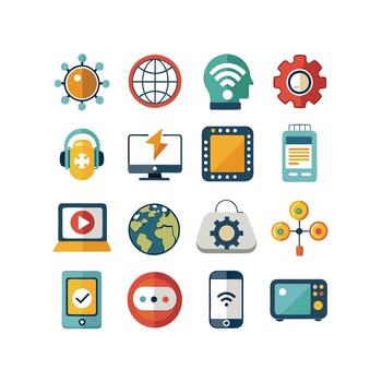 Technology Icon Set Illustration for Documents, Websites and Mobile Applications vector