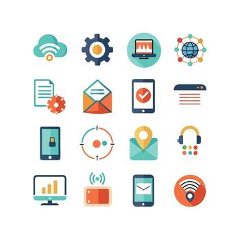 Technology Icon Set Illustration for Documents, Websites and Mobile Applications vector