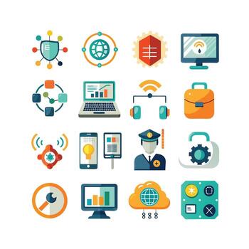 Technology Icon Set Illustration for Documents, Websites and Mobile Applications vector