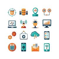 Technology Icon Set Illustration for Documents, Websites and Mobile Applications vector