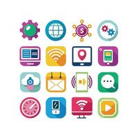 Technology Icon Set Illustration for Documents, Websites and Mobile Applications vector