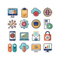 Technology Icon Set Illustration for Documents, Websites and Mobile Applications vector