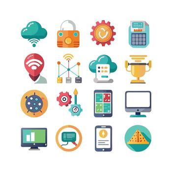 Technology Icon Set Illustration for Documents, Websites and Mobile Applications vector