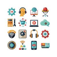 Technology Icon Set Illustration for Documents, Websites and Mobile Applications vector