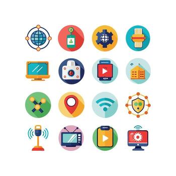 Technology Icon Set Illustration for Documents, Websites and Mobile Applications vector