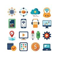 Technology Icon Set Illustration for Documents, Websites and Mobile Applications vector