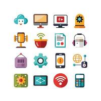 Technology Icon Set Illustration for Documents, Websites and Mobile Applications vector