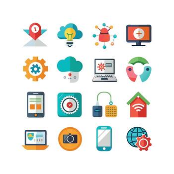 Technology Icon Set Illustration for Documents, Websites and Mobile Applications vector