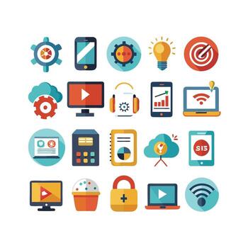 Technology Icon Set Illustration for Documents, Websites and Mobile Applications vector