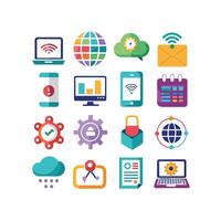 Technology Icon Set Illustration for Documents, Websites and Mobile Applications vector