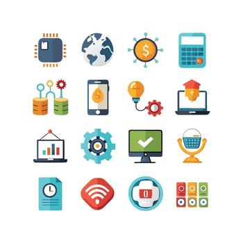Technology Icon Set Illustration for Documents, Websites and Mobile Applications vector