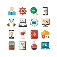 Technology Icon Set Illustration for Documents, Websites and Mobile Applications vector