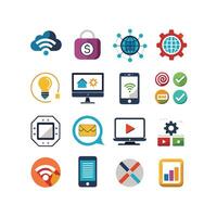 Technology Icon Set Illustration for Documents, Websites and Mobile Applications vector