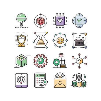 Technology Icon Set Illustration for Documents, Websites and Mobile Applications vector