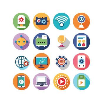 Technology Icon Set Illustration for Documents, Websites and Mobile Applications vector