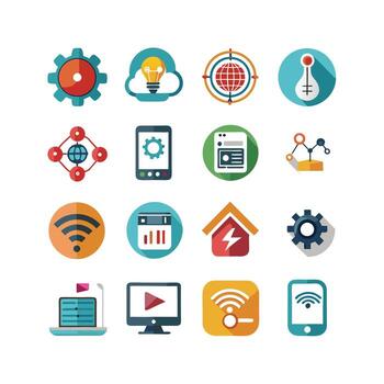 Technology Icon Set Illustration for Documents, Websites and Mobile Applications vector