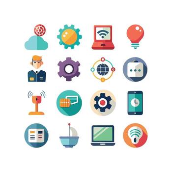 Technology Icon Set Illustration for Documents, Websites and Mobile Applications vector