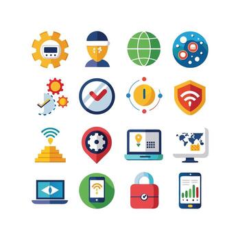 Technology Icon Set Illustration for Documents, Websites and Mobile Applications vector
