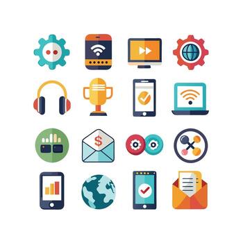 Technology Icon Set Illustration for Documents, Websites and Mobile Applications vector
