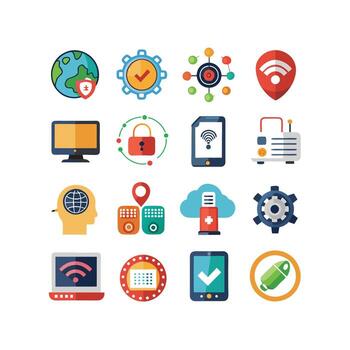 Technology Icon Set Illustration for Documents, Websites and Mobile Applications vector