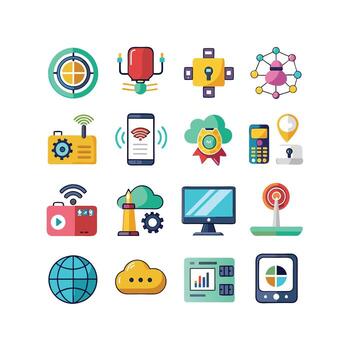 Technology Icon Set Illustration for Documents, Websites and Mobile Applications vector