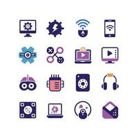 Technology Icon Set Illustration for Documents, Websites and Mobile Applications vector
