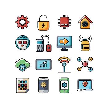 Technology Icon Set Illustration for Documents, Websites and Mobile Applications vector