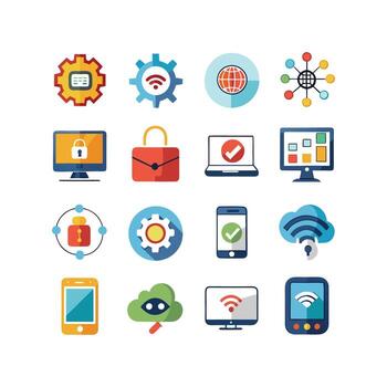 Technology Icon Set Illustration for Documents, Websites and Mobile Applications vector