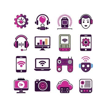 Technology Icon Set Illustration for Documents, Websites and Mobile Applications vector
