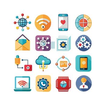 Technology Icon Set Illustration for Documents, Websites and Mobile Applications vector