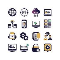 Technology Icon Set Illustration for Documents, Websites and Mobile Applications vector