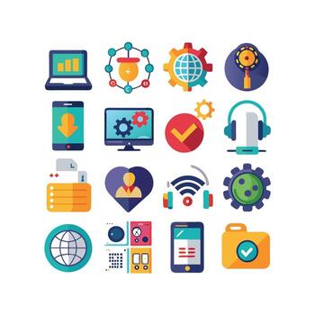 Technology Icon Set Illustration for Documents, Websites and Mobile Applications vector