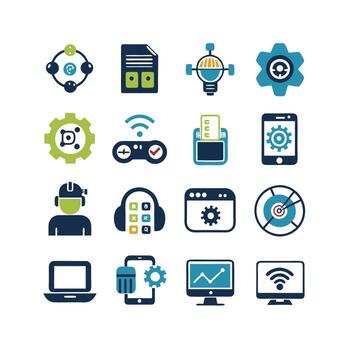 Technology Icon Set Illustration for Documents, Websites and Mobile Applications vector