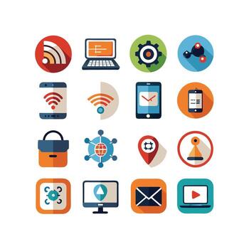 Technology Icon Set Illustration for Documents, Websites and Mobile Applications vector